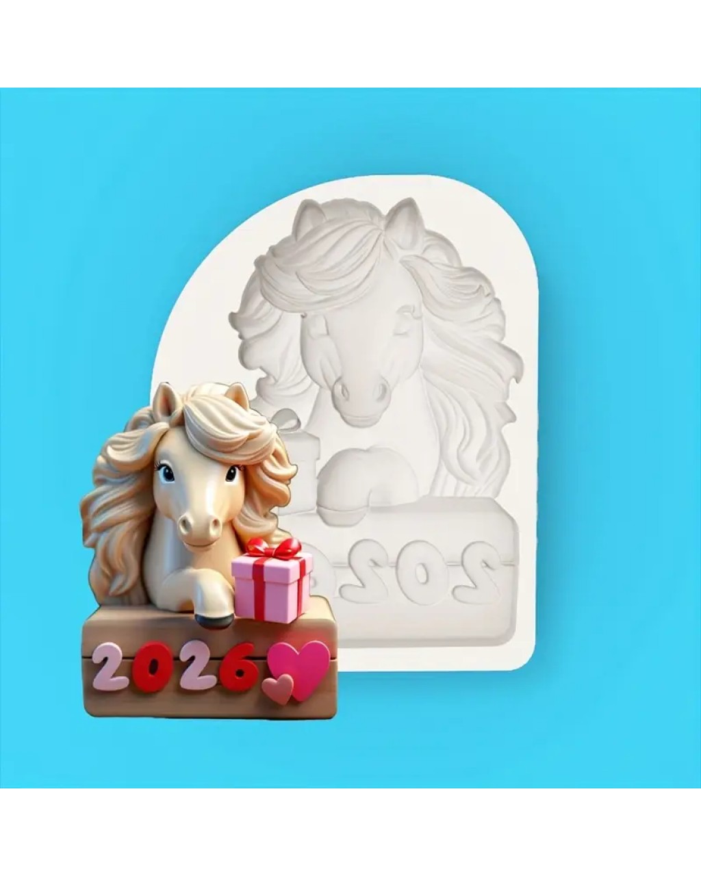 YY5938 Sevimli At & Kalp Şekilli Hediye Biblo Magnet Silikon Kalıp